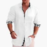 Men's Shirt with Button Placket and Check Contrast - Image 6