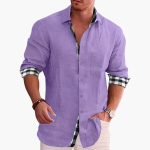 Men's Shirt with Button Placket and Check Contrast - Image 4