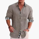 Men's Shirt with Button Placket and Check Contrast - Image 5