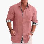 Men's Shirt with Button Placket and Check Contrast - Image 3
