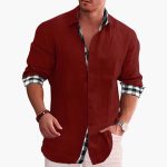 Men's Shirt with Button Placket and Check Contrast - Image 2
