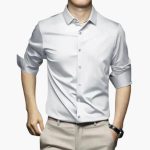 Men's Shirt with Button Placket and Long Sleeves - Image 2