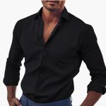 Men's Shirt with Collar and Long Sleeves - Image 3