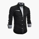 Men's Shirt with Pointed Collar and Chest Pocket