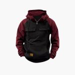 Men's Hoodie with Chest Pockets and Quarter Zip - Image 5