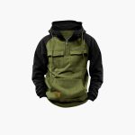 Men's Hoodie with Chest Pockets and Quarter Zip