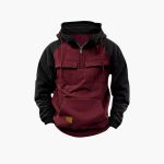 Men's Hoodie with Chest Pockets and Quarter Zip - Image 4