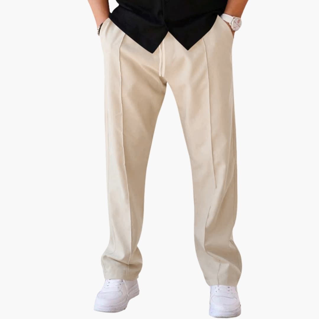 HerrenHosemitgerademBeinundSeitentaschen_7.jpg Men's Straight Leg Trousers with Side Pockets - Image 1