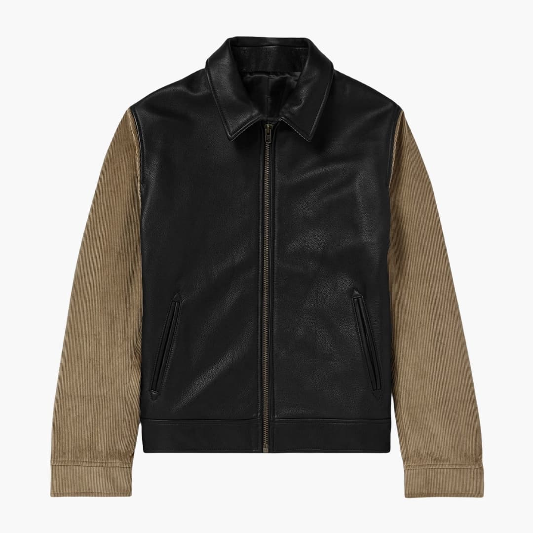 HerrenJackemitReissverschlussundCordarmeln_3.jpg Men's Jacket with Zipper and Cord Sleeves - Image 1