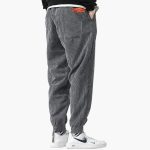 Men's Corduroy Jogging Pants with Drawstring and Cuffs - Image 2