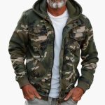 Men's Hooded Jacket with Camouflage Pattern