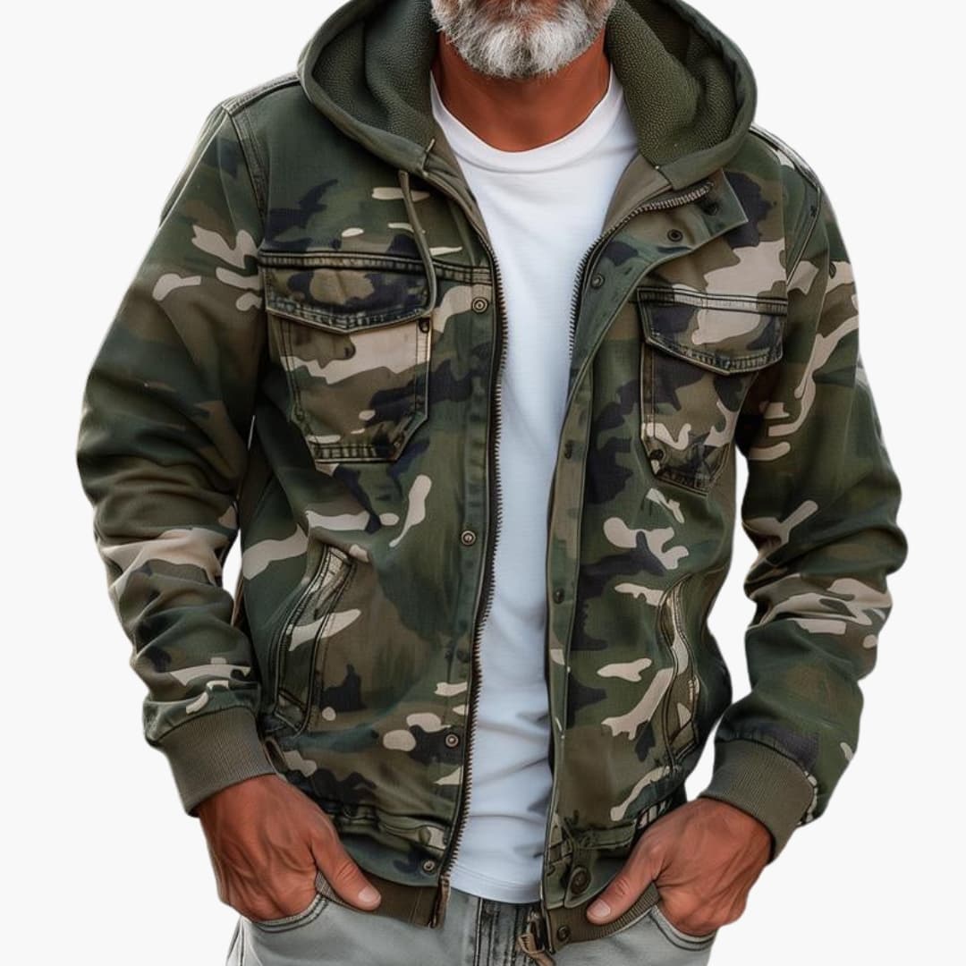 HerrenKapuzenjackemitCamouflageMuster_1.jpg Men's Hooded Jacket with Camouflage Pattern - Image 1