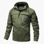 Men's Hooded Jacket with Zipper and Pockets