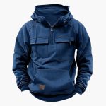 Men's Hoodie with Half Zip and Chest Pockets - Image 2