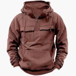 Men's Hoodie with Half Zip and Chest Pockets