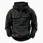 Men's Hoodie with Half-Zip and Front Pockets - Image 6