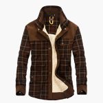 Men's Checked Jacket with Button Placket and Pockets