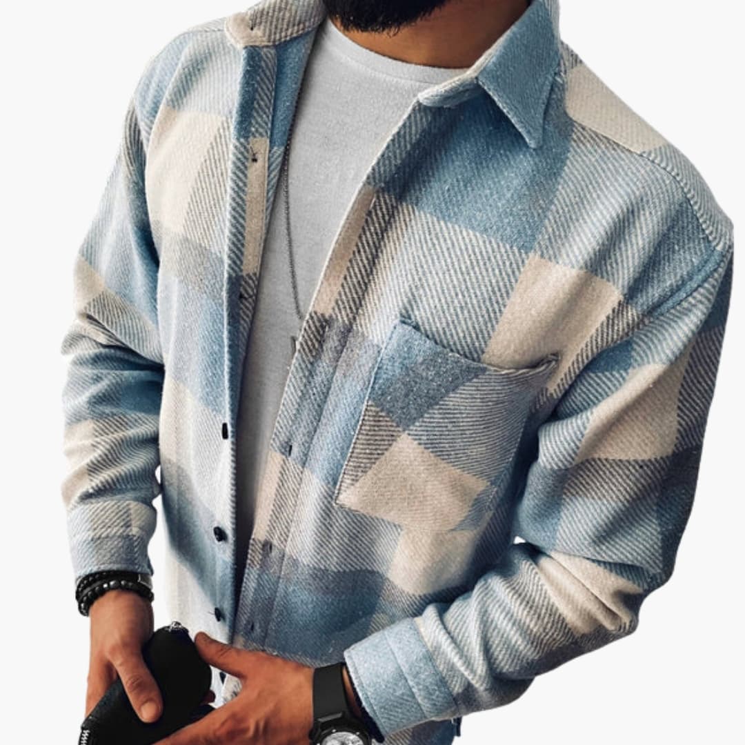 HerrenKarohemdmitlangenArmeln.jpg Men's Checkered Shirt with Long Sleeves - Image 1