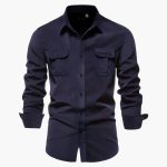 Men's Long Sleeve Shirt with Button Closure and Chest Pockets - Image 7