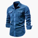 Men's Long Sleeve Shirt with Button Closure and Chest Pockets - Image 5