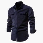 Men's Long Sleeve Shirt with Button Closure and Chest Pockets - Image 6