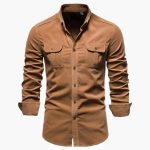 Men's Long Sleeve Shirt with Button Closure and Chest Pockets - Image 3