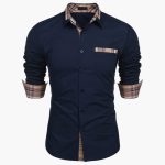 Men's Long Sleeve Shirt with Collar and Check Details - Image 5