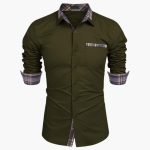 Men's Long Sleeve Shirt with Collar and Check Details - Image 7