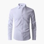 Men's Long Sleeve Shirt with Collar and Button Placket