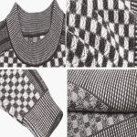 Men's Long Sleeve Sweater with Round Neck and Check Pattern - Image 2