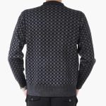 Men's Long Sleeve Sweater with Round Neck and Check Pattern - Image 4