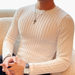 Men's Long Sleeve Shirt with Round Neck and Ribbed Structure - Image 5