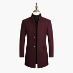Men's Long Coat with Button Closure