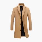 Men's Coat with Notched Collar and Button Closure