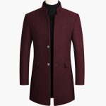 Men's Coat with Lapel Collar and Long Sleeves