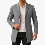 Men's Coat with Side Pockets and Button Closure