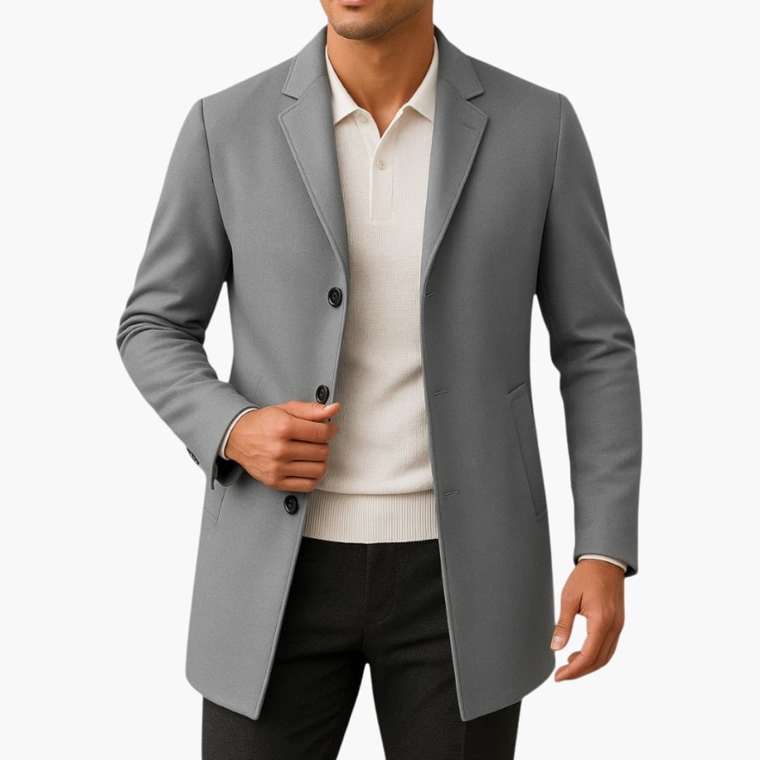 HerrenMantelmitSeitentaschenundKnopfverschluss_1.jpg Men's Coat with Side Pockets and Button Closure - Image 1