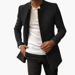 Men's Coat with Side Pockets and Button Closure - Image 2