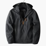 Men's Outdoor Jacket with Hood and Zipper Pockets