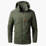 Men's Outdoor Jacket with Hood and Zipper Pockets