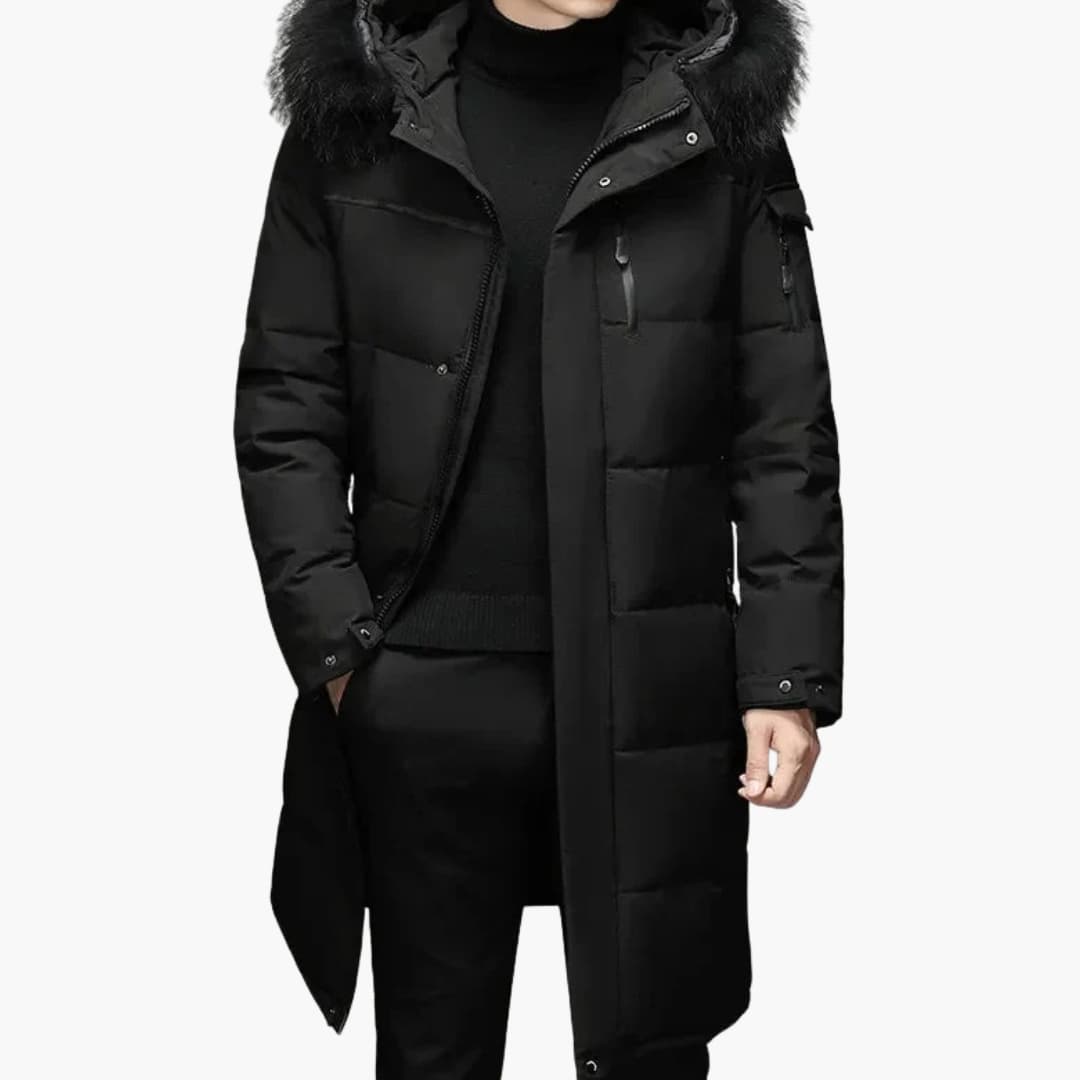HerrenParkaJackemitReissverschlussundKunstfellkapuze_3.jpg Men's Parka Jacket with Zipper and Faux Fur Hood - Image 1
