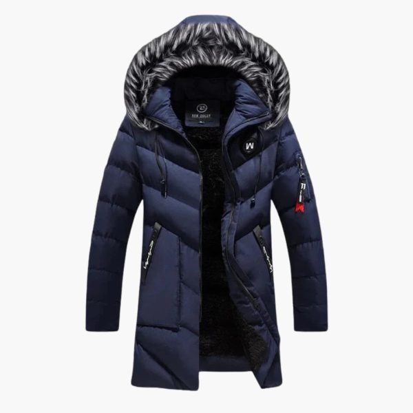 Men's Parka with Hood and Quilted Surface