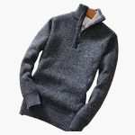 Men's Sweater with Half Zip and Ribbed Cuffs