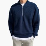 Men's Pullover with Half Zip and Ribbed Knit