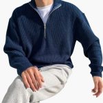 Men's Pullover with Half Zip and Ribbed Knit - Image 4