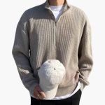 Men's Pullover with Half Zip and Ribbed Knit - Image 2