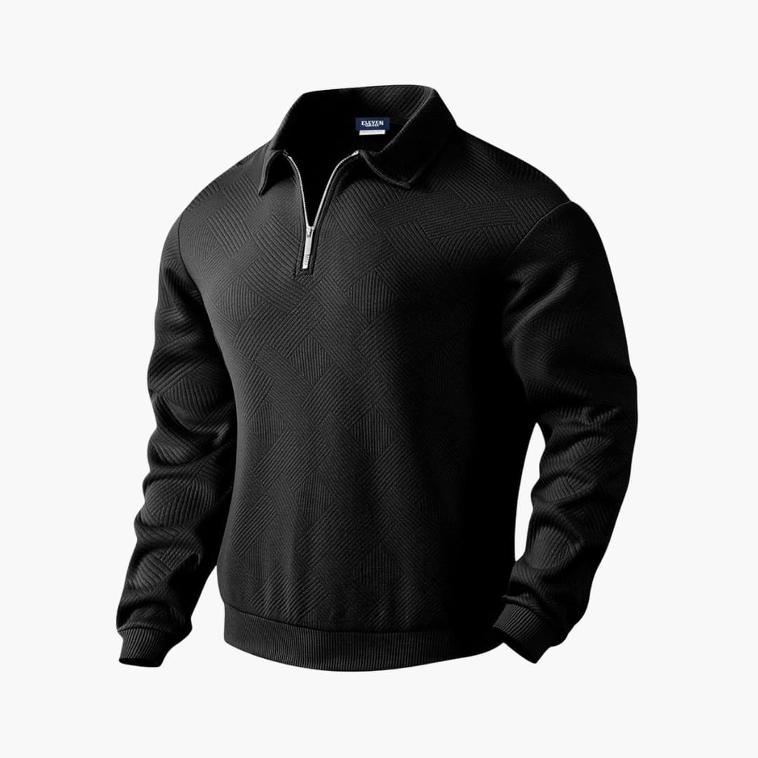 HerrenPullovermitHalfZip_1.jpg Men’s Half-Zip Sweater with Turn-Down Collar - Image 1
