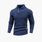 Men's Sweater with Button Placket and Knit Pattern - Image 4