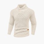 Men's Sweater with Button Placket and Knit Pattern - Image 5