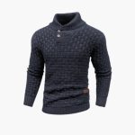 Men's Sweater with Button Placket and Knit Pattern - Image 7